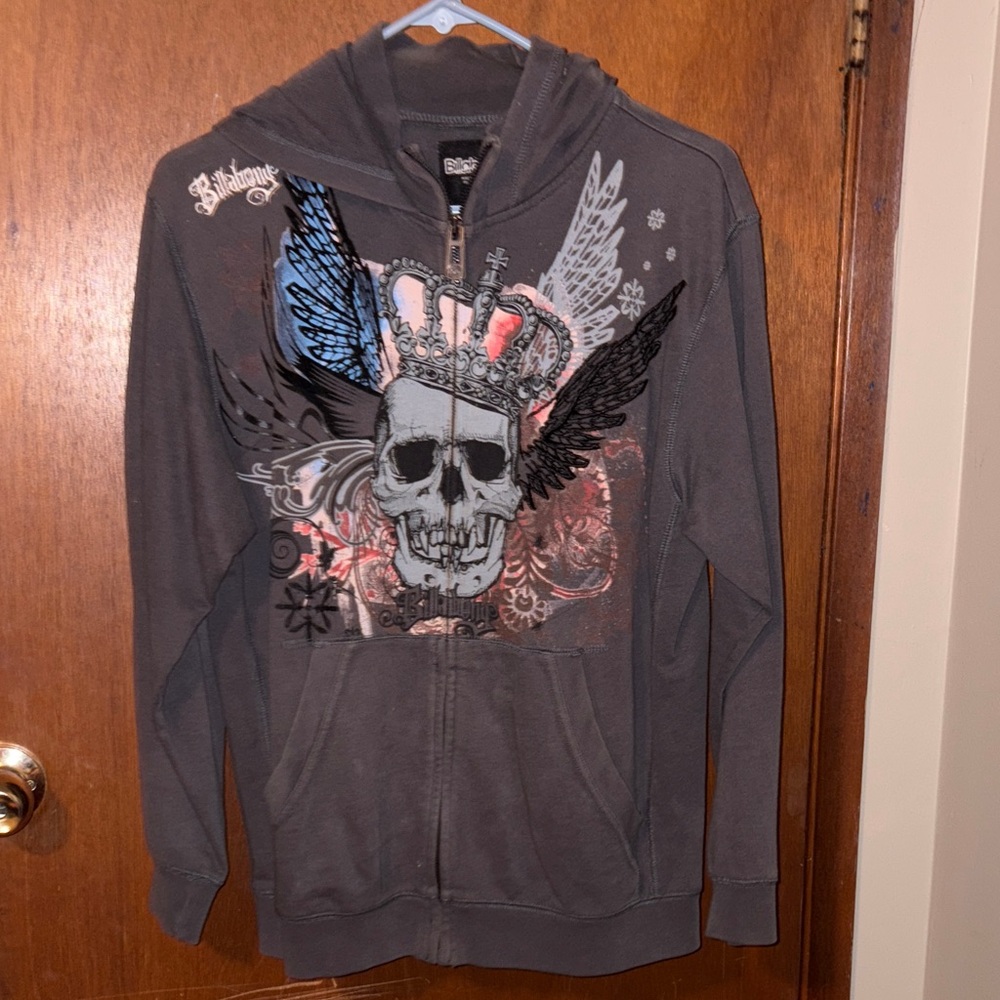 Billabong Black and Gray Zip-Up Sweater